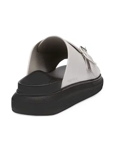 Alexander McQueen Men's Hybrid Buckle Rubber Slide Sandals - Ash Grey - Size 8.5 | Thumbnail 3