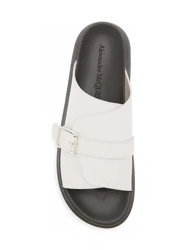 Alexander McQueen Men's Hybrid Buckle Rubber Slide Sandals - Ash Grey - Size 8.5 | Thumbnail 4