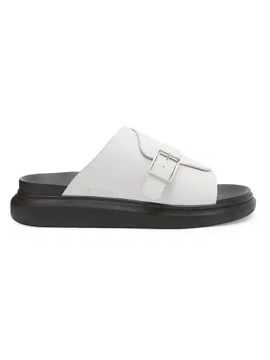 Alexander McQueen Men's Hybrid Buckle Rubber Slide Sandals - Ash Grey - Size 8.5 | Thumbnail 1