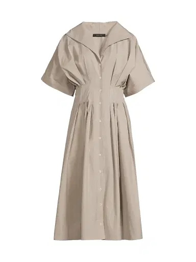 Natori Women's Tech Cotton Taffeta Pleat Release Dress - Taupe | Thumbnail 1