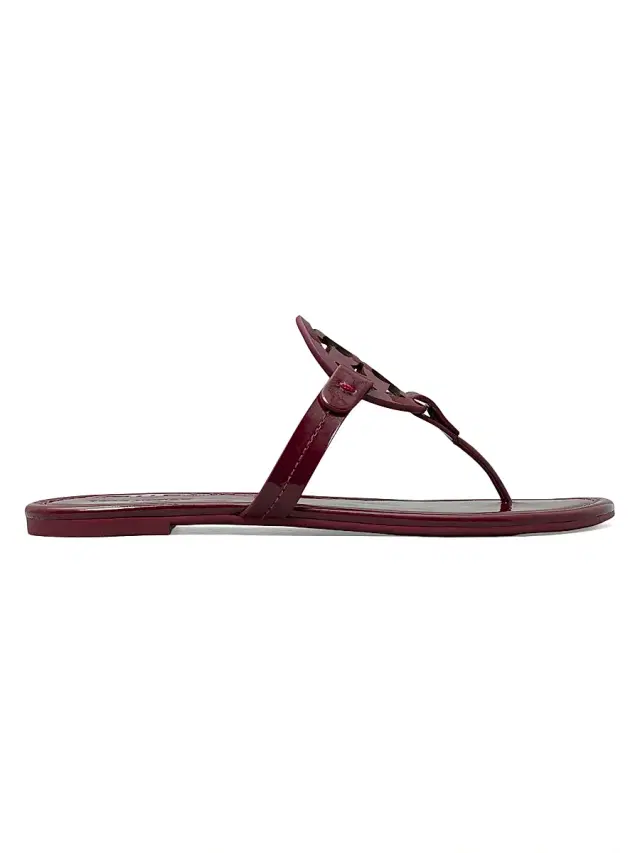 Tory Burch Women's Miller Logo Patent-Leather Sandals - Dried Currant