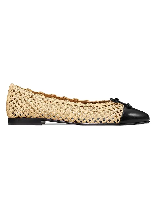 Tory Burch Women's Woven Leather-Blend Ballet Flats - Natural