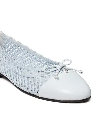 Tory Burch Women's Woven Leather-Blend Ballet Flats - Mist Veil - Size 9 | Thumbnail 3