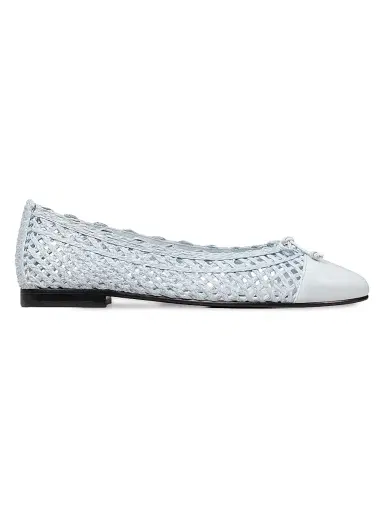 Tory Burch Women's Woven Leather-Blend Ballet Flats - Mist Veil - Size 9 | Thumbnail 1