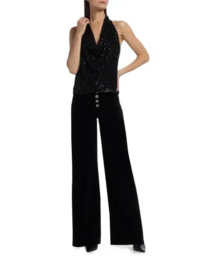 Ramy Brook Women's Cindy Velvet Wide-Leg Pants - Black Velvet - Size 30 | Thumbnail 2