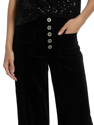Ramy Brook Women's Cindy Velvet Wide-Leg Pants - Black Velvet - Size 30 | Thumbnail 6