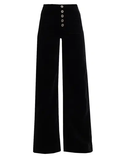 Ramy Brook Women's Cindy Velvet Wide-Leg Pants - Black Velvet - Size 30 | Thumbnail 1