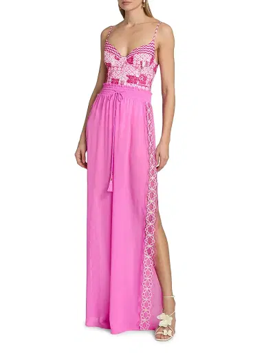 Ramy Brook Women's Athena Embroidered Pants - Radiant Pink - Size Large | Thumbnail 2