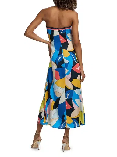 Ramy Brook Women's Isley Floral Satin Strapless Midi-Dress - Navy Hibiscus - Size 14 | Thumbnail 5 Ramy Brook Women's Isley Floral Satin Strapless Midi-Dress - Navy Hibiscus - Size 14 | Thumbnail 5