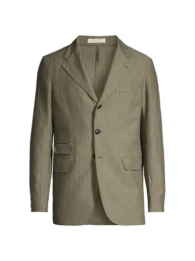 Massimo Alba Men's Catch2 Pinstriped Linen & Cotton-Blend Blazer - Salvia | Thumbnail 1 Massimo Alba Men's Catch2 Pinstriped Linen & Cotton-Blend Blazer - Salvia | Thumbnail 1