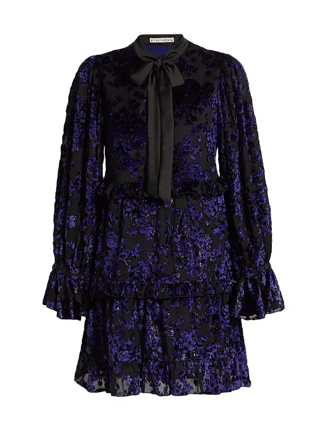 ALICE + OLIVIA Women's Moranne Satin Tieneck Minidress - Midnight Blue