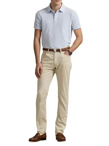 Polo Ralph Lauren Men's Oxford Mesh Stretch Cotton Polo Shirt - Office Blue White - Size XL | Thumbnail 2