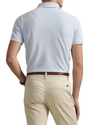 Polo Ralph Lauren Men's Oxford Mesh Stretch Cotton Polo Shirt - Office Blue White - Size XL | Thumbnail 4