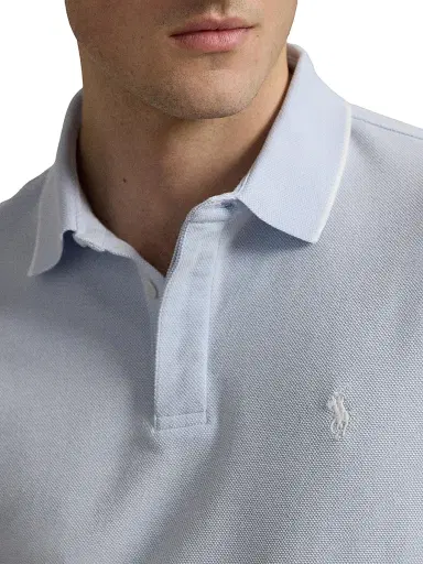 Polo Ralph Lauren Men's Oxford Mesh Stretch Cotton Polo Shirt - Office Blue White - Size XL | Thumbnail 5