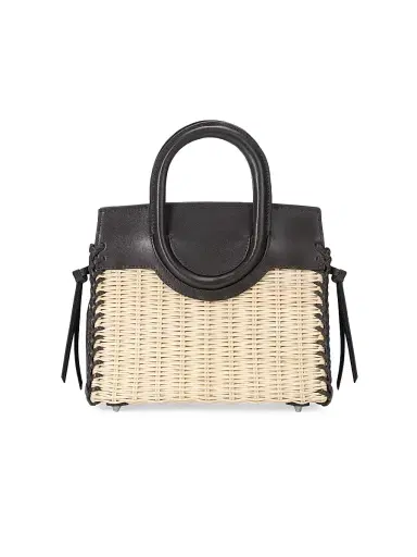 Staud Women's Maude Mini Wicker Carryall Top Handle Bag - Natural Espresso | Thumbnail 4 Staud Women's Maude Mini Wicker Carryall Top Handle Bag - Natural Espresso | Thumbnail 4