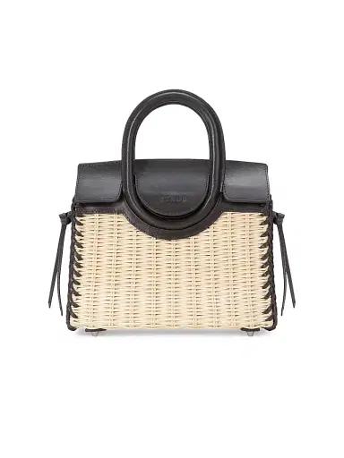 Staud Women's Maude Mini Wicker Carryall Top Handle Bag - Natural Espresso | Thumbnail 1 Staud Women's Maude Mini Wicker Carryall Top Handle Bag - Natural Espresso | Thumbnail 1