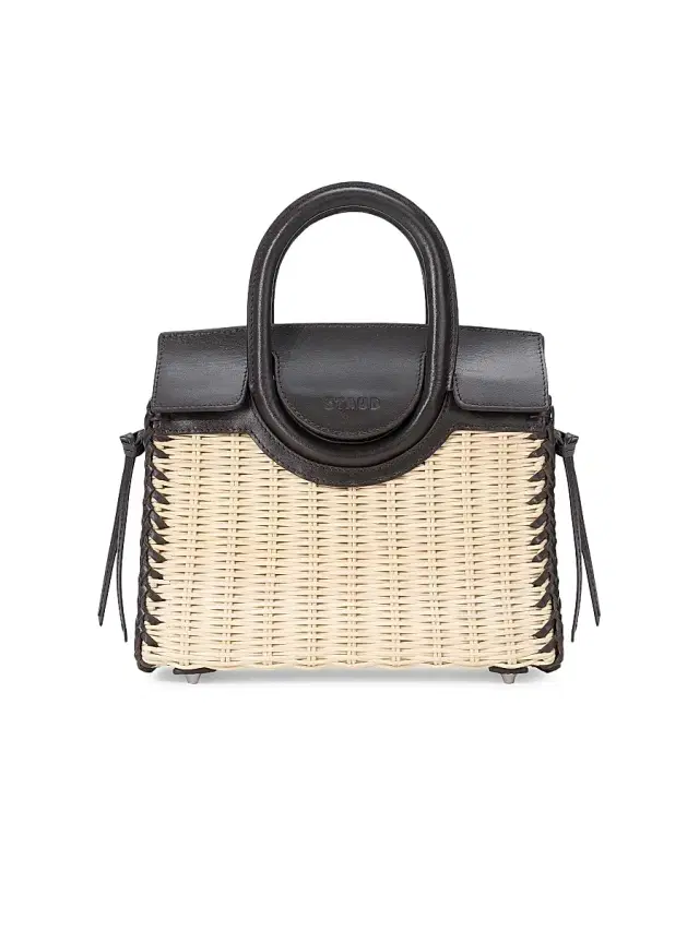 Staud Women's Maude Mini Wicker Carryall Top Handle Bag - Natural Espresso