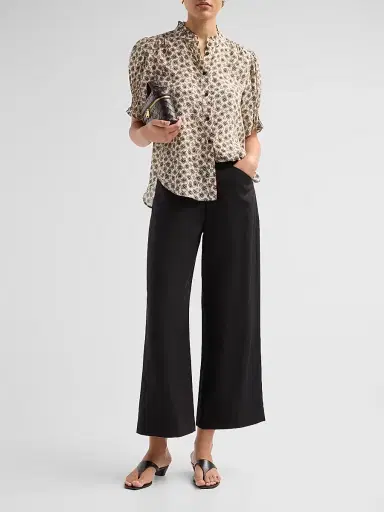 rag & bone Women's Allison Linen-Blend Pants - Black - Size 4 | Thumbnail 2