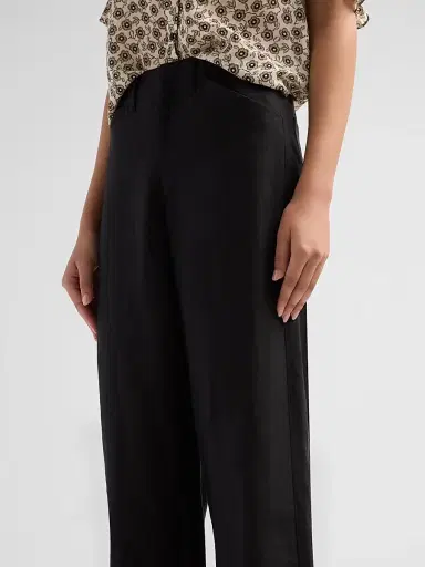 rag & bone Women's Allison Linen-Blend Pants - Black - Size 4 | Thumbnail 5