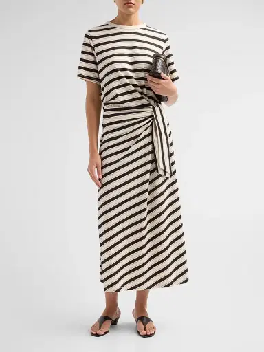 rag & bone Women's The Slub Striped T-Shirt Midi-Dress - Cream Multi - Size Large | Thumbnail 2