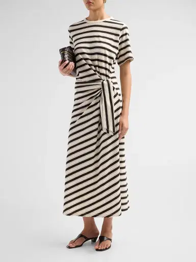 rag & bone Women's The Slub Striped T-Shirt Midi-Dress - Cream Multi - Size Large | Thumbnail 4