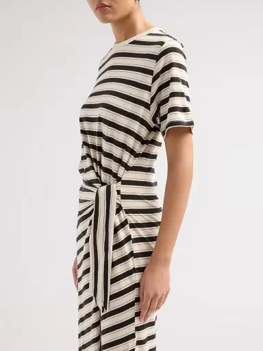 rag & bone Women's The Slub Striped T-Shirt Midi-Dress - Cream Multi - Size Large | Thumbnail 5
