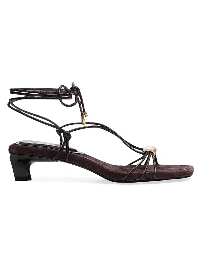 rag & bone Women's Liv Leather Ankle-Wrap Sandals - Dark Chocolate