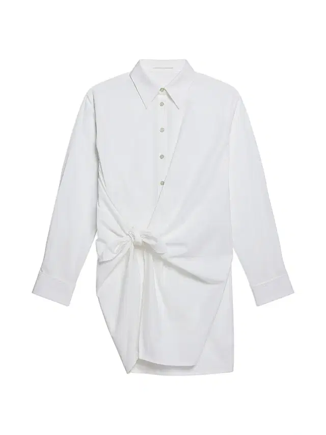 Women's Knotted Cotton Shirtdress - White