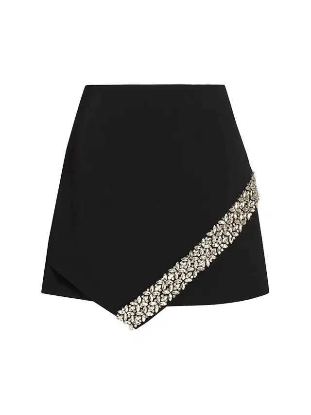 Milly Women's Ramona Embellished Crepe Miniskirt - Black