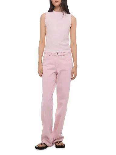 Helmut Lang Women's Raw-Edge Linen-Cotton Tank - Pink | Thumbnail 2