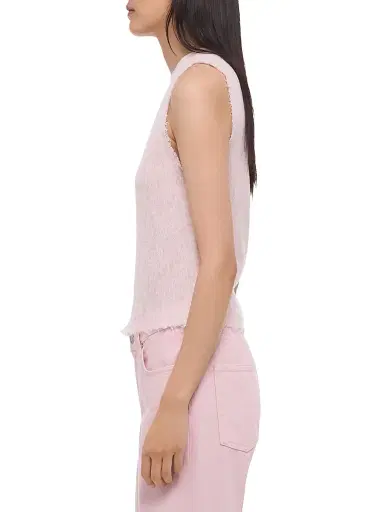 Helmut Lang Women's Raw-Edge Linen-Cotton Tank - Pink | Thumbnail 4