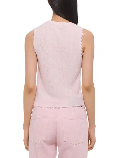 Helmut Lang Women's Raw-Edge Linen-Cotton Tank - Pink | Thumbnail 5