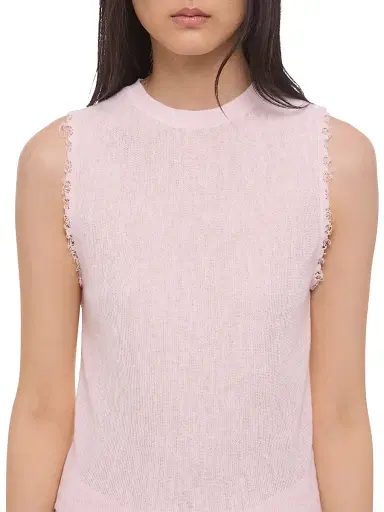 Helmut Lang Women's Raw-Edge Linen-Cotton Tank - Pink | Thumbnail 6
