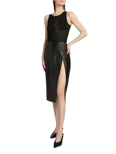 Mônot Women's Leather Pencil Midi-Skirt | Thumbnail 2 Mônot Women's Leather Pencil Midi-Skirt | Thumbnail 2