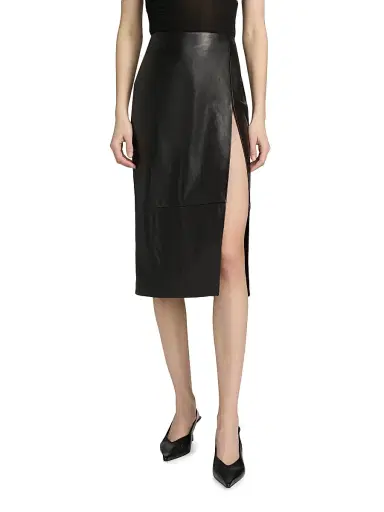 Mônot Women's Leather Pencil Midi-Skirt | Thumbnail 3 Mônot Women's Leather Pencil Midi-Skirt | Thumbnail 3