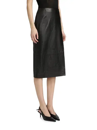Mônot Women's Leather Pencil Midi-Skirt | Thumbnail 4 Mônot Women's Leather Pencil Midi-Skirt | Thumbnail 4
