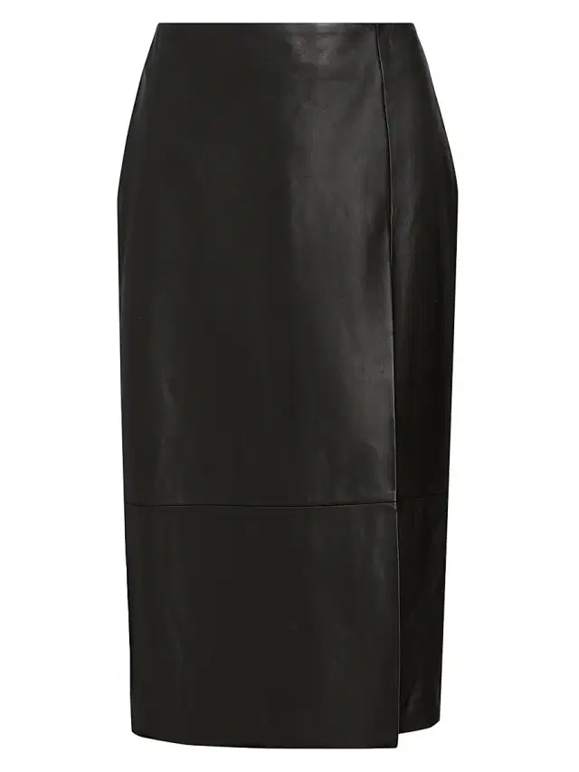 Mônot Women's Leather Pencil Midi-Skirt - Black
