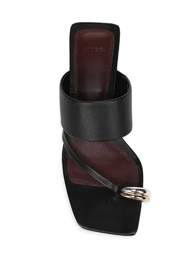 Vince Women's Stacy 40MM Leather Thong Sandals - Black - Size 10 | Thumbnail 4