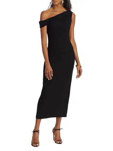 Reformation Women's Jaman Draped One-Shoulder Midi-Dress - Black - Size XS | Thumbnail 3 Reformation Women's Jaman Draped One-Shoulder Midi-Dress - Black - Size XS | Thumbnail 3