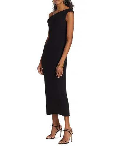 Reformation Women's Jaman Draped One-Shoulder Midi-Dress - Black - Size XS | Thumbnail 4 Reformation Women's Jaman Draped One-Shoulder Midi-Dress - Black - Size XS | Thumbnail 4