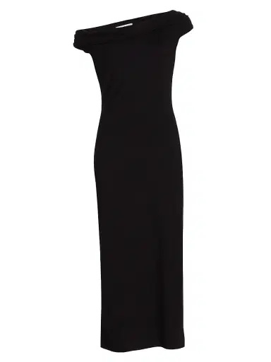 Reformation Women's Jaman Draped One-Shoulder Midi-Dress - Black - Size XS | Thumbnail 1 Reformation Women's Jaman Draped One-Shoulder Midi-Dress - Black - Size XS | Thumbnail 1