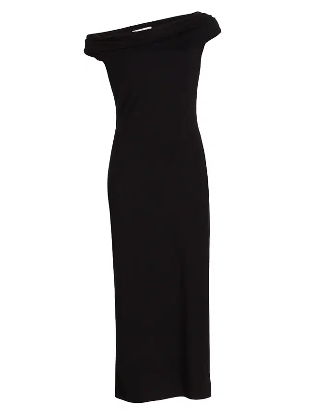 Reformation Women's Jaman Draped One-Shoulder Midi-Dress - Black