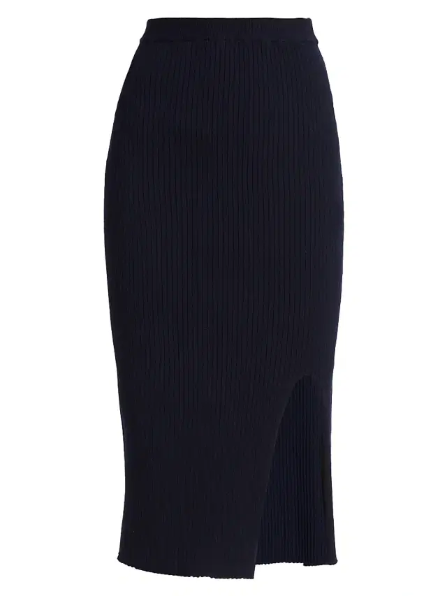 Saks Fifth Avenue Women's Wide Rib-Knit Pencil Skirt - Deep Navy
