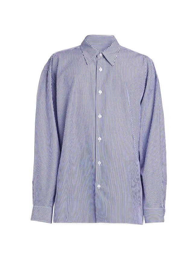 Dries Van Noten Men's Croom Striped Cotton Button-Front Shirt - Navy