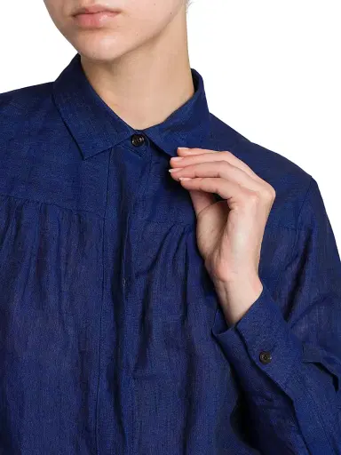 Kiton Women's Linen Tie-Waist Shirtdress - Blue - Size 12 | Thumbnail 6