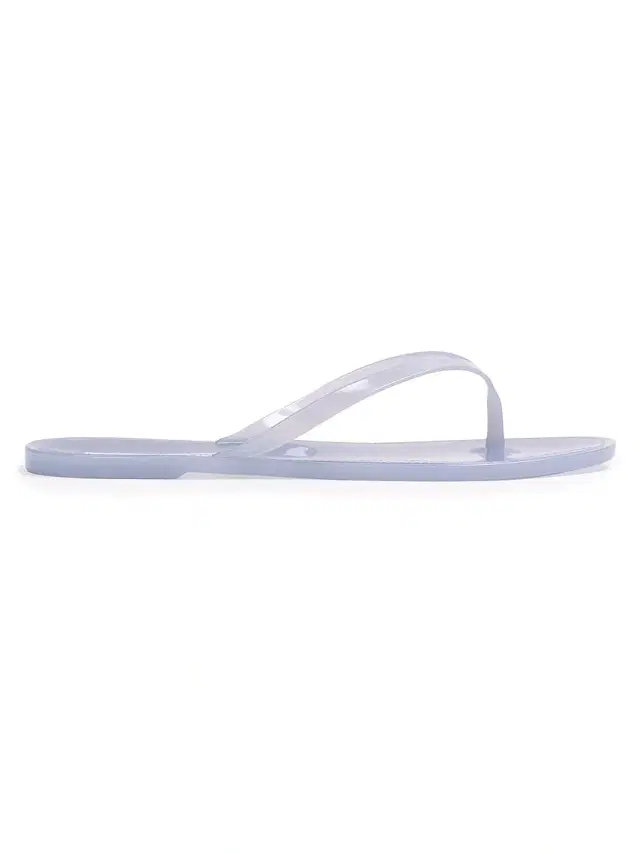 Black Suede Studio Women's Crystal PVC Flip Flops - Baby Blue Pvc