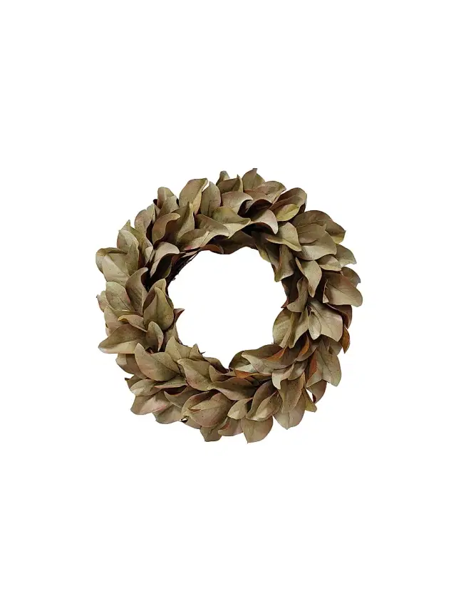 Winward Home Artificial Dry Magnolia Leaf Wreath