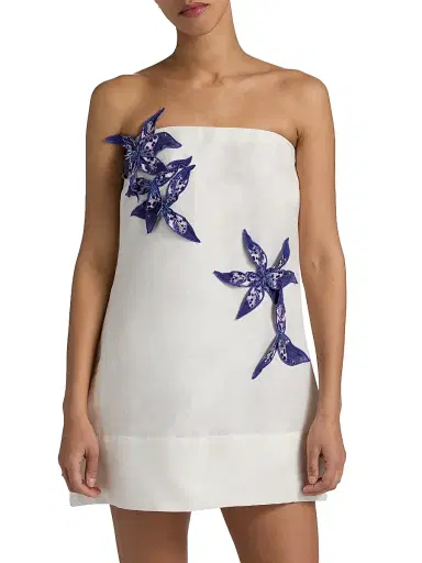 Amur Women's Azara Linen-Silk Strapless Minidress - Ivory - Size 10 | Thumbnail 3 Amur Women's Azara Linen-Silk Strapless Minidress - Ivory - Size 10 | Thumbnail 3