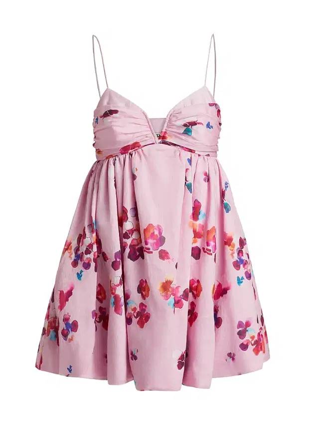 AMUR Women's Kimberly Floral Sweetheart Babydoll Minidress - Mosaic Poppies