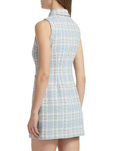 Toccin Women's Sophia Plaid Tweed Button-Front Minidress - Sky Blue Multi | Thumbnail 5 Toccin Women's Sophia Plaid Tweed Button-Front Minidress - Sky Blue Multi | Thumbnail 5